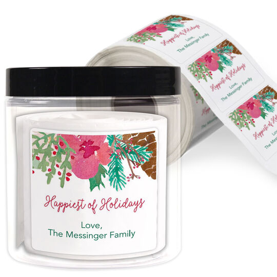 Christmas Branches Gift Stickers in a Jar